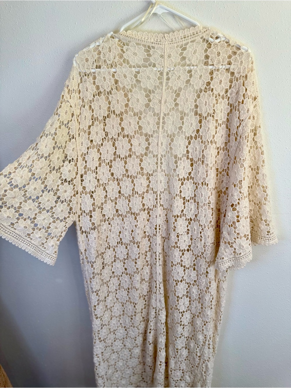 Altar’d State Cream Lace Kimono Duster Boho Sheer Cardigan S/M - Picture 6 of 11